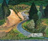 Dick Frizzell, Clay Bank - Metal Road - Taumaranui, oil on canvas