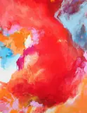 Amanda Gruenwald, Vermilion Blue, acrylic on canvas