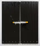Ralph Hotere, Untitled, lacquer, acrylic and lead head nails on corrugated iron, diptych