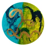 Max Gimblett, Brave New World, gesso, acrylic and vinyl polymers, ex-74 resin, waterbased size, 23.75 KT rosanoble gold leaf on canvas