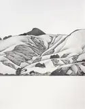Robin White, Hills across the Harbour, graphite on paper