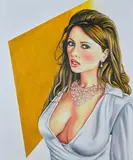 Ian Scott, Model Series No. 84 (Girl with Malevich), acrylic on canvas