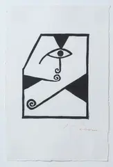Untitled III (The Eye) by Theodorus Johannes Schoon, woodcut on paper, offered Nov 2022
