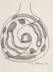 Untitled - Abstracted Gourd II by Theodorus Johannes Schoon, ink on paper, offered Nov 2022