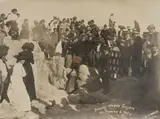 Robert George Stanley Marsh, Soaping Wairoa Geyser for Premier and Party, albumen print