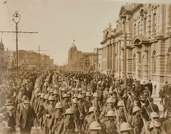 Photographer Unknown, Māori Battalion Marching, Europe, albumen print