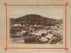 Edmund Wheeler, Parihaka and Mt Egmont, albumen print