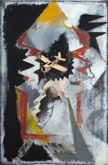 Searchlight by Richard Killeen, oil on particle board, January 1972, offered Sep 2022