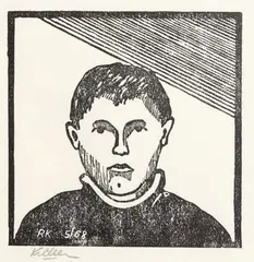 Richard Killeen, Untitled - Self-portrait, printing ink on paper, linocut, 5/1968