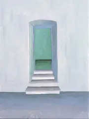 David Cauchi, Doorway, ink, watercolour and oil on linen, 2019