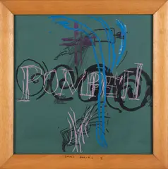 Small Burial 1 by John Reynolds, ink and oilstick on blackboard, 1989, sold Sep 2022