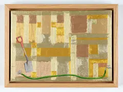 Untitled - Garden hose and spade by Andrew McLeod, oil on canvas, 2008, sold Sep 2022