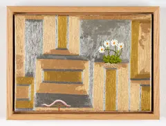 Untitled - Daisy and worm by Andrew McLeod, oil on canvas, 2008, sold Sep 2022