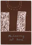 McLeavey sat here #35 by John Reynolds, oil enamel pen marker on acrylic on paper, 2011, sold Sep 2022