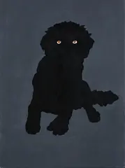 David Cauchi, Black dog, ink, watercolour and oil on linen, 2018