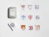 Tinned Metonymy by Richard Killeen, UV inkjet printed cards in tin, 64 parts, 2013, sold Sep 2022