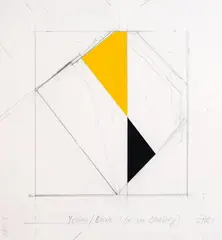 James Ross, Yellow/Black for von Doesburg, pencil and acrylic paint on paper, 2011