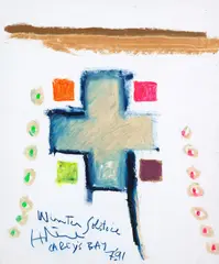 Winter Solstice by Ralph Hotere, oilstick and metallic pigment on card, sold Aug 2022