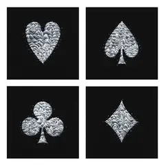 Hearts, Clubs, Spades and Diamonds by Tony de Lautour, oil and acrylic on canvas, four panels, offered Aug 2022