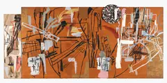 John Reynolds, Blunt Atlas, oilstick and acrylic on canvas and board with collage elements