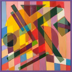 Diena Georgetti, Composa/Brutalist Satin-Paneled Square Headscarf, oil on canvasboard in artist’s custom frame