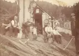 Photographer Unknown, Untitled (Workers and Hut)