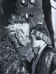 Charles Troughton Clark, Jean Batten and Arawa Chief Mita Taupopoki, black and white photo