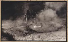 Charles Troughton Clark, Cooking, Whakarewarewa, sepia print