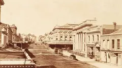 Looking up Queen Street, Auckland by Photographer Unknown, albumen print, sold Jun 2022
