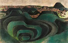 Shay Docking, Earth’s Womb and City, pastel on board