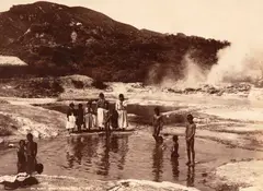 George Valentine, Oil Bath, Whakarewarewa, 1889, 1889, sepia photograph