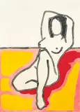 Pat Hanly, Reclining Female Nude, silkscreen print, 3/10