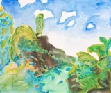 Pat Hanly, Inside the Garden, watercolour