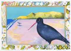 Pamela Wolfe, Oystercatcher, Karekare, lithograph, 28/54