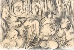 Nelson Thompson, Bush Boulders, charcoal on paper