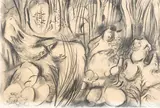 Nelson Thompson, Bush Boulders, charcoal on paper