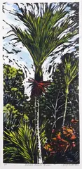 Jenny Locke, Favourite Natives ‘Nikau’, woodblock print, 1/5