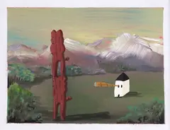 Sally Papps, Surveying the competition, oil on board