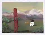 Sally Papps, Surveying the competition, oil on board