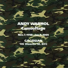 Camouflage by Andy Warhol, souvenir scarf issued as an invitation to Andy Warhol’s exhibition, Gagosian NYC, Nov 7 1998 - Jan 9 1999; cotton with s, sold Jun 2022