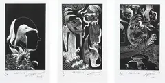 Bill Hammond, Pretty 1, 2 and 3, etchings, 8/24, triptych