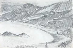 Harbour Study by Barry Brickell, graphite on paper, sold Jun 2022