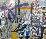 John Reynolds, Untitled, oil stick on marbled paper