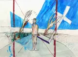 Untitled by Jeffrey Harris, oil and pastel on paper, offered Jun 2022