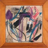 John Reynolds, Icon, oilstick on hessian laid down onto board