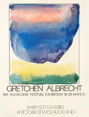 1974 Auckland Festival Exhibition 18-29 March by Gretchen Albrecht, vintage hand-coloured invitation to the exhibition held at Barry Lett Galleries, sold Jun 2022
