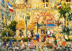 Peter O’Hagan, Café la Rotonde at the Hotel Negresco - Nice, watercolour, gouache and tinted gum arabic