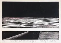 Marilynn Webb, Sunset Lake Mahinerangi 6, etching, AP
