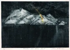 Shona McFarlane, Rainbow over Somes Island, etching, 5/30