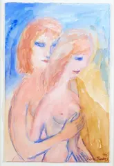 Jane Evans, Lovers, watercolour on paper